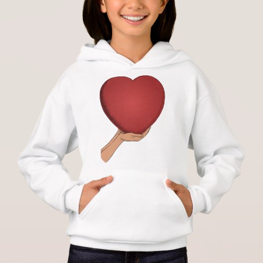 Mooie rode hart afbeelding meisjes witte hoodie (Voorkant)