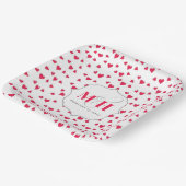 Mooie Rode Hart Monogram Op Maat Papieren Bordje (Gebogen)