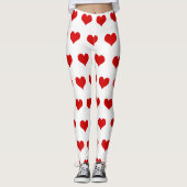 Mooie rode harten bedrukt wit leggings (Voorkant)