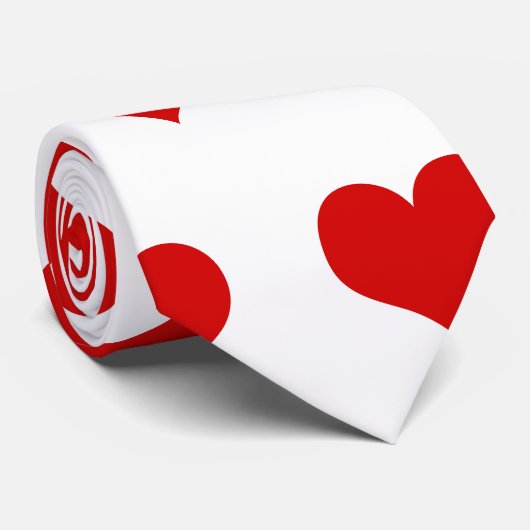 Mooie rode harten bedrukt wit stropdas (Opgerold)