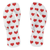 Mooie rode harten bedrukte witte teenslippers (Voetbed)