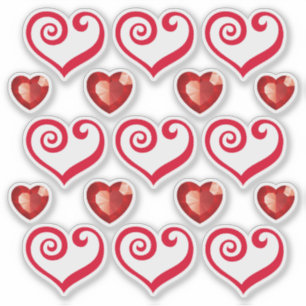 Mooie rode harten heldere doorzichtige Stickers