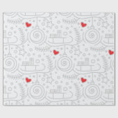 Mooie Rode Harten Kerstmis Vrolijk Cadeaupapier (Vlak)