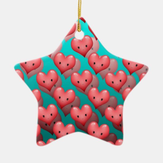 Mooie Rode Hartjes Keramisch Ornament (Voorkant)