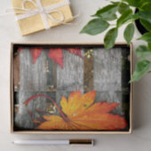 Mooie rode Herfst bladeren op Wooden Fence Tissuepapier (Geschenk)