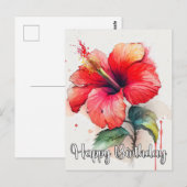 Mooie rode hibiscus bloem kunst briefkaart (Voorkant / Achterkant)
