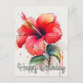 Mooie Rode Hibiscus Bloem Kunst Briefkaart (Voorkant)