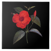 Mooie Rode Hibiscus Bloem Tegeltje (Voorkant)