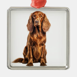 MOOIE RODE IERSE SETTER HOND METALEN ORNAMENT