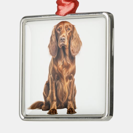 MOOIE RODE IERSE SETTER HOND METALEN ORNAMENT (Links)