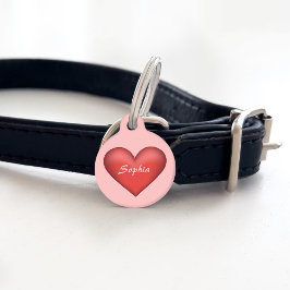 Mooie rode illustratie met naam erop huisdierpenning