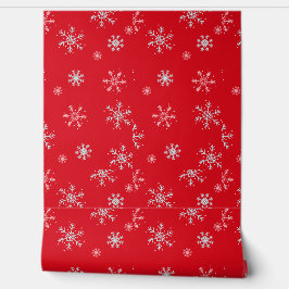 Mooie Rode illustratieve sneeuwvlok Rode Achtergro Behang