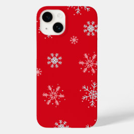 Mooie Rode illustratieve sneeuwvlok Rode Achtergro Case-Mate iPhone 14 Hoesje
