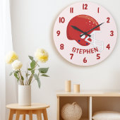 Mooie rode jongens voetbalhelm slaapkamer muur grote klok