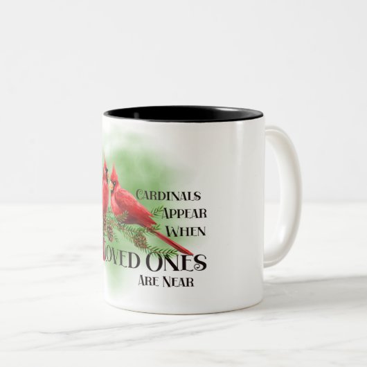 Mooie rode kardinaal/Bereavement tweetone koffie Tweekleurige Koffiemok (Voorkant rechts)