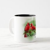 Mooie rode kardinaal/Bereavement tweetone koffie Tweekleurige Koffiemok (Voorkant links)