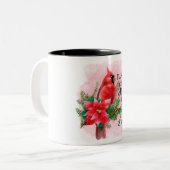 Mooie rode kardinaal/Bereavement tweetone koffie Tweekleurige Koffiemok (Voorkant links)