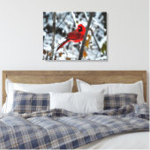 Mooie rode kardinaal in de sneeuw canvas afdruk (Insitu (Slaapkamer))