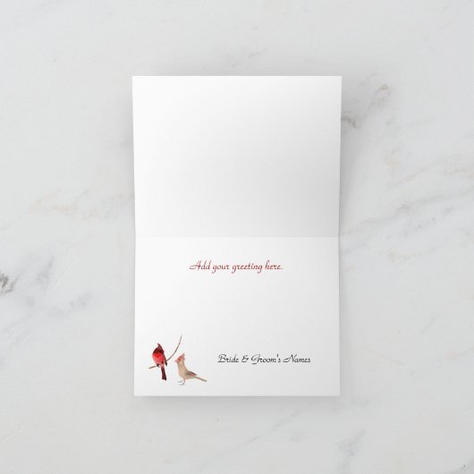 Mooie Rode Kardinaal Trouw Trouwkaart Bedankkaart (Binnen)