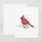 Mooie Rode Kardinaal Waterverf Nota Kaart (Voorkant / Achterkant)