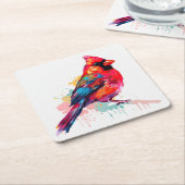 Mooie rode kardinaal Waterverf schets Kartonnen Onderzetters (Schuin)