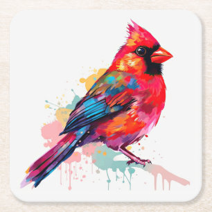 Mooie rode kardinaal Waterverf schets Kartonnen Onderzetters