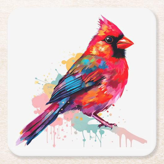 Mooie rode kardinaal Waterverf schets Kartonnen Onderzetters (Voorkant)