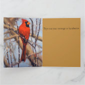 Mooie rode kardinaalvogel op een tak kaart (Binnen)