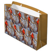 Mooie rode kardinaalvogel op tak groot cadeauzakje (Achterkant Gekanteld)