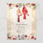 Mooie rode kardinaalvogels trouwkaart (Voorkant)