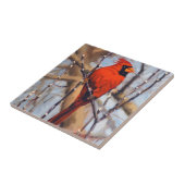 Mooie rode kardinale vogel in de balenboom tegeltje (Zijkant)