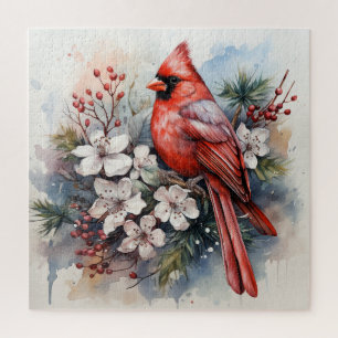 Mooie rode kardinale vogel legpuzzel