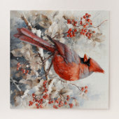 Mooie rode kardinale vogel legpuzzel (Horizontaal)