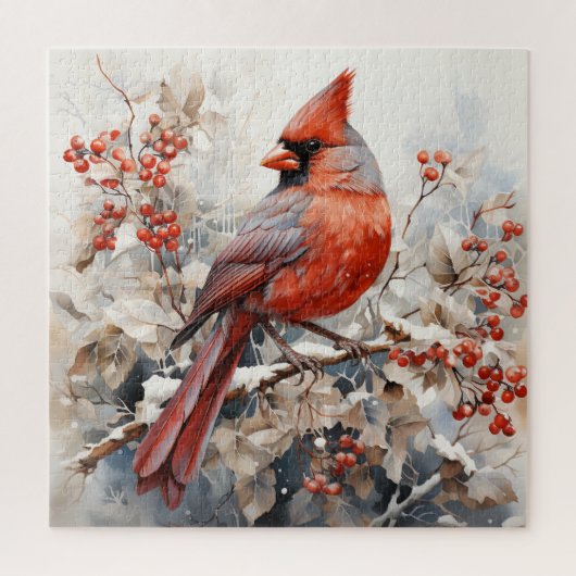 Mooie rode kardinale vogel legpuzzel (Verticaal)