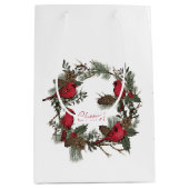 Mooie rode kardinalen in een kerstmis medium cadeauzakje (Voorkant)