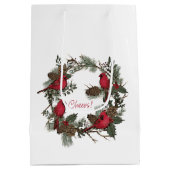 Mooie rode kardinalen in een kerstmis medium cadeauzakje (Achterkant)