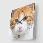 Mooie rode kat vierkante klok (Hoek)