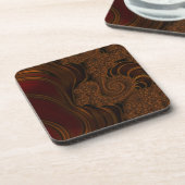 Mooie rode kerry caramel fractal onderzetter (Linkerzijde)