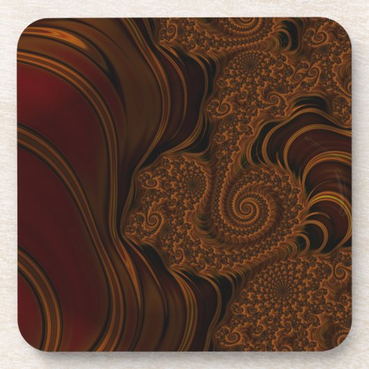 Mooie rode kerry caramel fractal onderzetter (Voorkant)