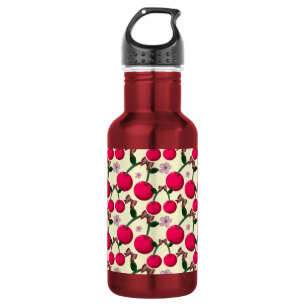 Mooie rode kersenpatroon waterfles