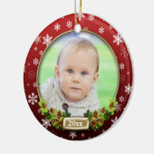 Mooie (rode) Kerst Foto Frame Keramisch Ornament (Links)
