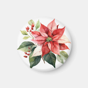 Mooie rode kerst poinsettia magneet