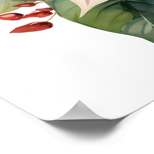 Mooie rode kerst poinsettia poster (Hoek)