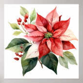 Mooie rode kerst poinsettia poster (Voorkant)