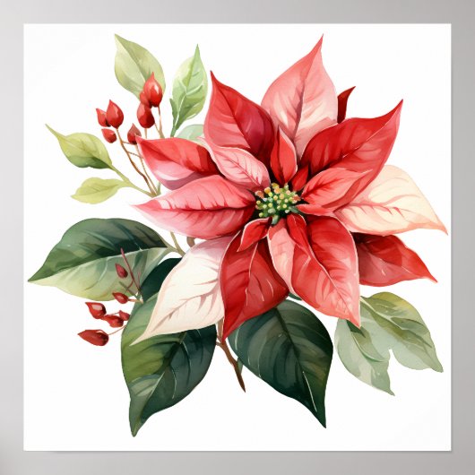 Mooie rode kerst poinsettia poster (Voorkant)