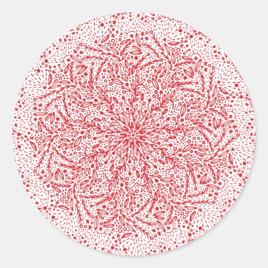 Mooie rode kerstfeestzegel ronde sticker (Voorkant)