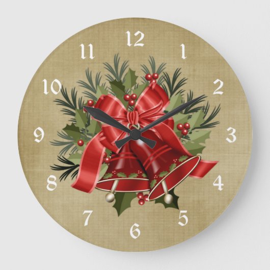Mooie Rode Kerstklokken Kerst Wandklok (Voorkant)
