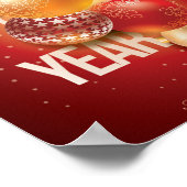 Mooie Rode Kerstmis en nieuwjaarsgroet Poster (Hoek)