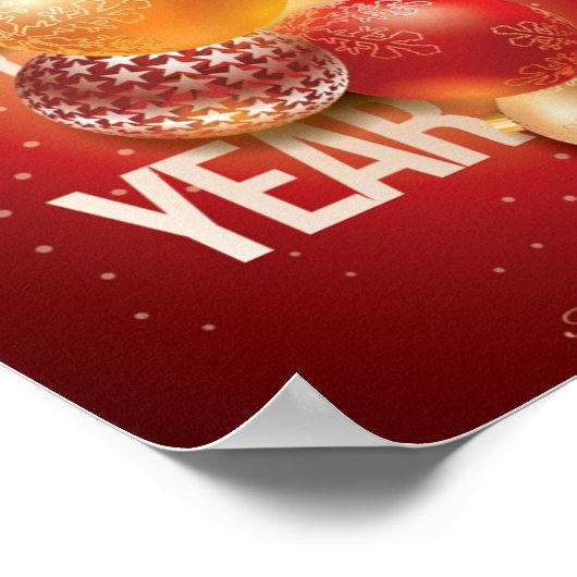 Mooie Rode Kerstmis en nieuwjaarsgroet Poster (Hoek)