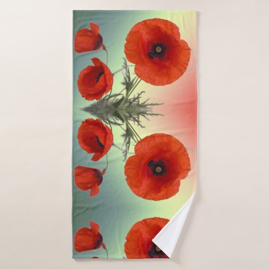 Mooie Rode Klaproos Bloemen Badhanddoek (Badhanddoek)